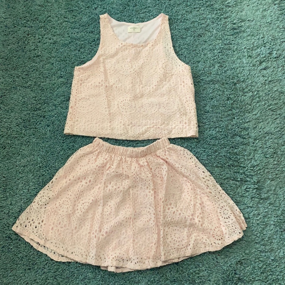 Everly skirt and top set. Baby Pink